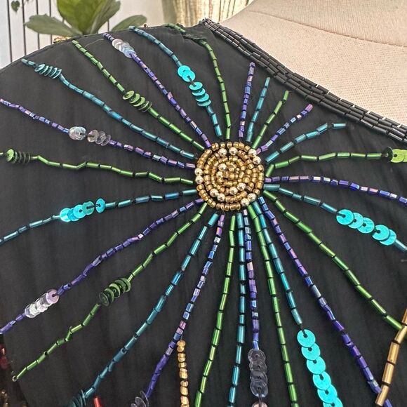 Vintage Laurence Kazar Silk Beaded Cardigan 2X Firework Colorful Evening NEW - Picture 4 of 16